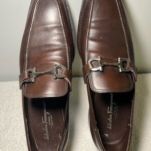 Salvatore Ferragamo Brown Leather Loafers Slip-Ons